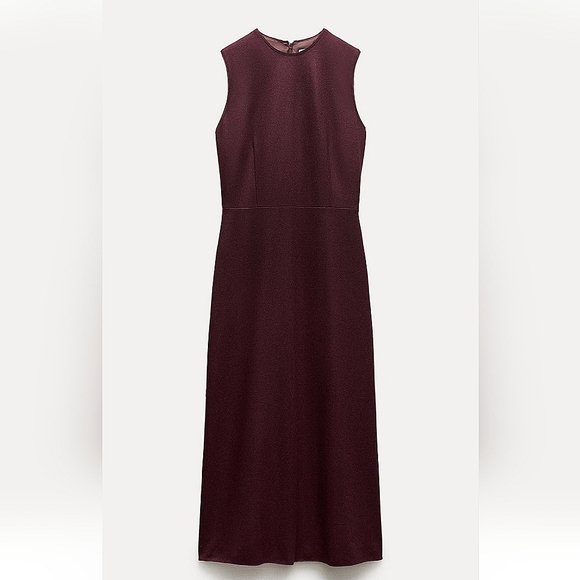 ZARA Burgundy Midi Wool blend Dress ZW Collection ✨️ - Picture 4 of 5
